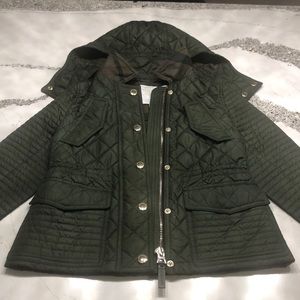 Burberry like new jacket olive color size 8 for girls